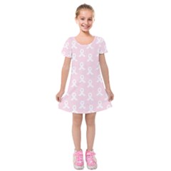 Pink Ribbon - Breast Cancer Awareness Month Kids  Short Sleeve Velvet Dress by Valentinaart