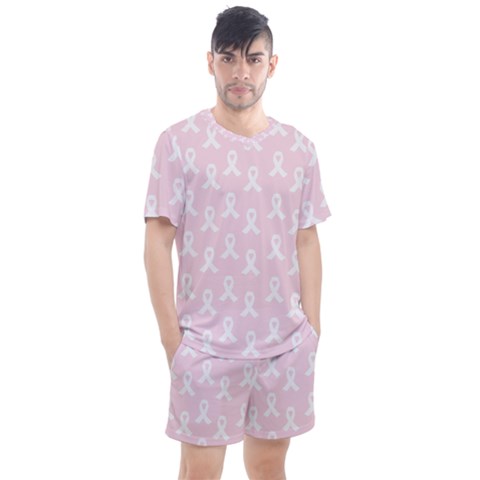 Pink Ribbon - Breast Cancer Awareness Month Men s Mesh Tee And Shorts Set by Valentinaart