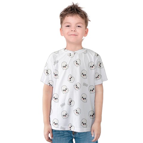 Cute Kawaii Ghost Pattern Kids  Cotton Tee by Valentinaart