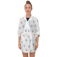 Cute Kawaii Ghost Pattern Half Sleeve Chiffon Kimono by Valentinaart