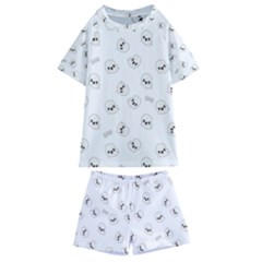 Cute Kawaii Ghost Pattern Kids  Swim Tee And Shorts Set by Valentinaart