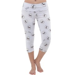 Cute Kawaii Ghost Pattern Capri Yoga Leggings by Valentinaart