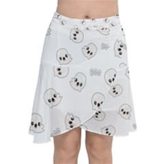 Cute Kawaii Ghost Pattern Chiffon Wrap Front Skirt by Valentinaart