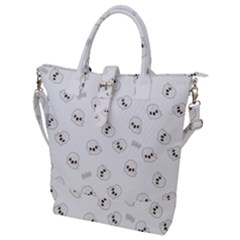 Cute Kawaii Ghost Pattern Buckle Top Tote Bag by Valentinaart