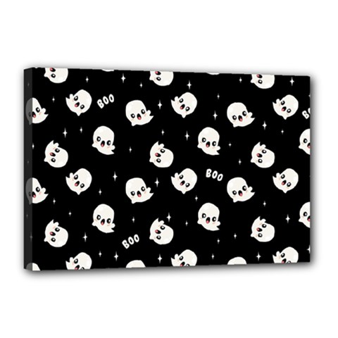 Cute Kawaii Ghost Pattern Canvas 18  X 12  (stretched) by Valentinaart