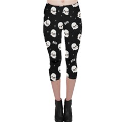 Cute Kawaii Ghost Pattern Capri Leggings  by Valentinaart