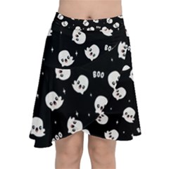 Cute Kawaii Ghost Pattern Chiffon Wrap Front Skirt by Valentinaart