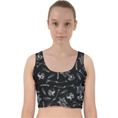 Human Skeleton Pattern - Halloween  Velvet Racer Back Crop Top by Valentinaart