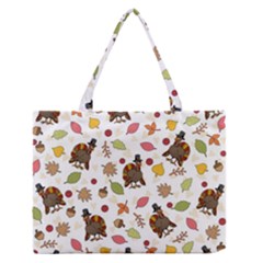 Thanksgiving Turkey Pattern Zipper Medium Tote Bag by Valentinaart