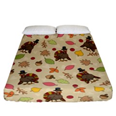 Thanksgiving Turkey Pattern Fitted Sheet (california King Size) by Valentinaart