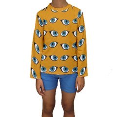 Blue Eyes Pattern Kids  Long Sleeve Swimwear by Valentinaart