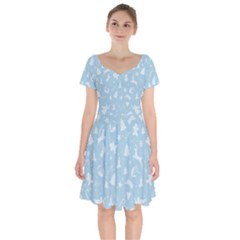 Christmas Pattern Short Sleeve Bardot Dress