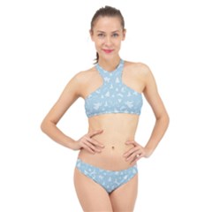 Christmas Pattern High Neck Bikini Set