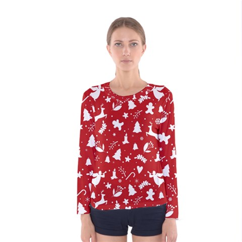 Christmas Pattern Women s Long Sleeve Tee by Valentinaart