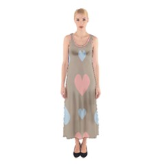 Hearts Heart Love Romantic Brown Sleeveless Maxi Dress