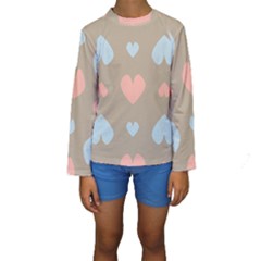 Hearts Heart Love Romantic Brown Kids  Long Sleeve Swimwear