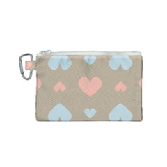 Hearts Heart Love Romantic Brown Canvas Cosmetic Bag (small)