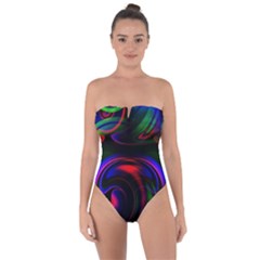 Swirl Background Design Colorful Tie Back One Piece Swimsuit by Sapixe