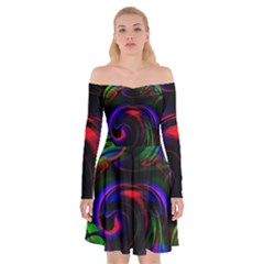 Swirl Background Design Colorful Off Shoulder Skater Dress