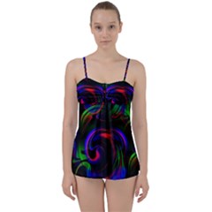 Swirl Background Design Colorful Babydoll Tankini Set