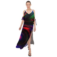 Swirl Background Design Colorful Maxi Chiffon Cover Up Dress