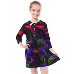 Swirl Background Design Colorful Kids  Quarter Sleeve Shirt Dress