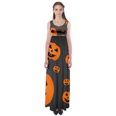Halloween Pumpkin Autumn Fall Empire Waist Maxi Dress