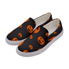 Halloween Pumpkin Autumn Fall Women s Canvas Slip Ons