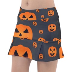 Halloween Pumpkin Autumn Fall Tennis Skirt