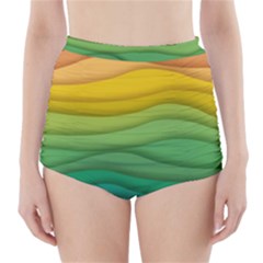 Background Waves Wave Texture High-waisted Bikini Bottoms