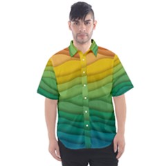 Background Waves Wave Texture Men s Short Sleeve Shirt
