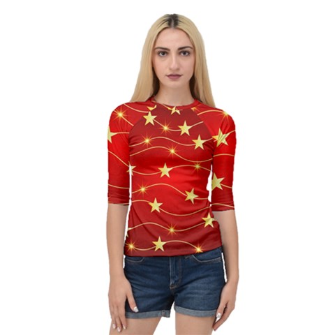 Stars Background Christmas Decoration Quarter Sleeve Raglan Tee by Sapixe