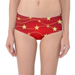 Stars Background Christmas Decoration Mid-waist Bikini Bottoms by Sapixe