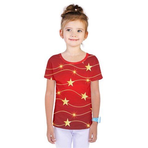 Stars Background Christmas Decoration Kids  One Piece Tee by Sapixe