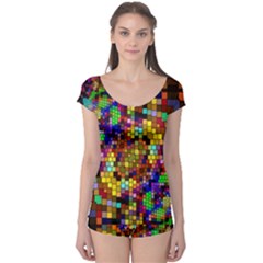 Color Mosaic Background Wall Boyleg Leotard 