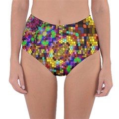 Color Mosaic Background Wall Reversible High-waist Bikini Bottoms