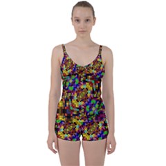 Color Mosaic Background Wall Tie Front Two Piece Tankini by Sapixe