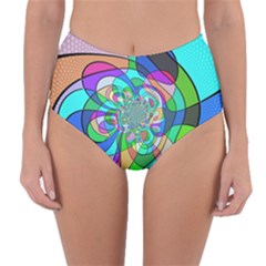 Retro Wave Background Pattern Reversible High-waist Bikini Bottoms by Sapixe