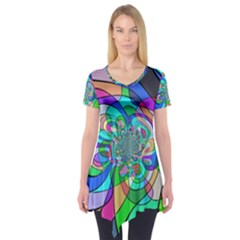 Retro Wave Background Pattern Short Sleeve Tunic 