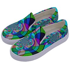 Retro Wave Background Pattern Kids  Canvas Slip Ons by Sapixe