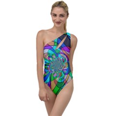 Retro Wave Background Pattern To One Side Swimsuit