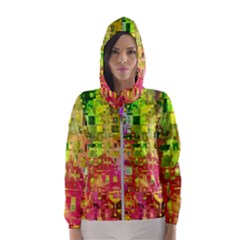 Color Abstract Artifact Pixel Hooded Windbreaker (women)