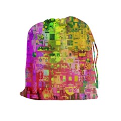 Color Abstract Artifact Pixel Drawstring Pouch (xl)