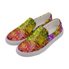 Color Abstract Artifact Pixel Women s Canvas Slip Ons