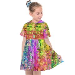 Color Abstract Artifact Pixel Kids  Sailor Dress