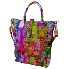 Color Abstract Artifact Pixel Buckle Top Tote Bag