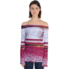 Boat Chipped Close Up Damaged Off Shoulder Long Sleeve Top