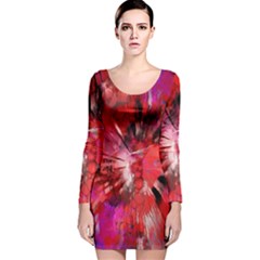 Color Abstract Background Textures Long Sleeve Velvet Bodycon Dress