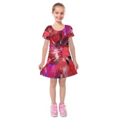 Color Abstract Background Textures Kids  Short Sleeve Velvet Dress