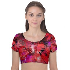 Color Abstract Background Textures Velvet Short Sleeve Crop Top  by Sapixe